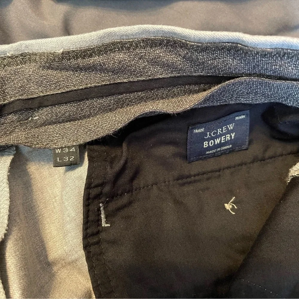 J.Crew Bowery Mens Pants 34x32 Slim Fit Stretch Chinos Gray Cotton Office Preppy